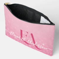 Pink Glitter Print Cut Sew Bag with Initials