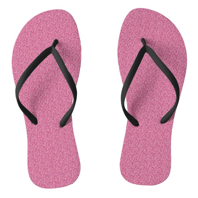 Pink Glitter Print Metallic Wedding bride groom Fl Jandals (Footbed)
