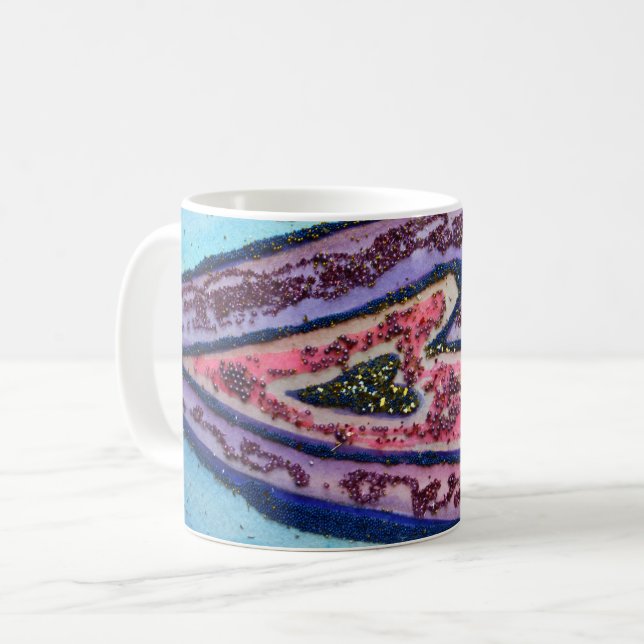  Pink Glitter Purple Hearts Custom Coffee Mug (Front Left)