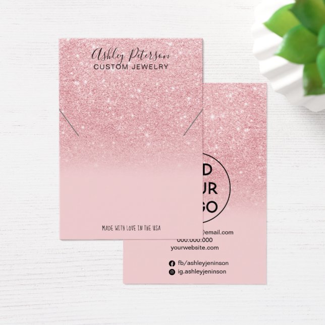 Pink glitter rainbow jewelry necklace display (Desk)