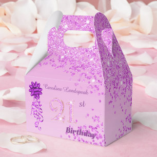 Pink Glitter & Ribbon 21st Birthday  Favour Box