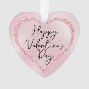 Pink Glitter Romantic Script Valentine's Day Ornament