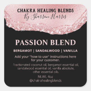 Pink Glitter Rose Gold Agate Passion Blend Labels