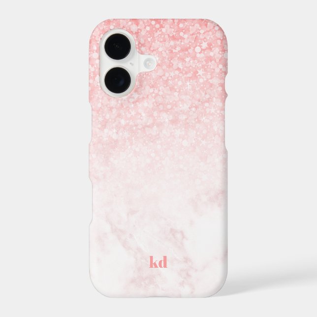 Pink glitter rose-gold marble texture iPhone case (Back)