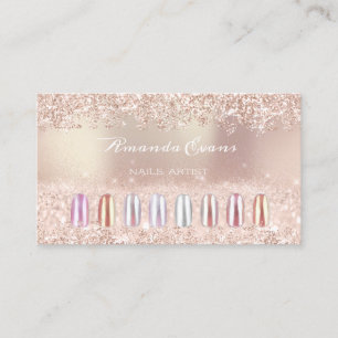 Pink Glitter Rose Gold Nail Artist Appointment VIP Card