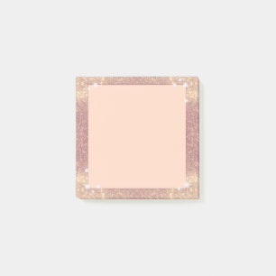 Pink Glitter Rose Gold Sparkle Faux Post-it Notes