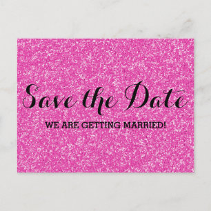 Pink Glitter Save the Date Postcard