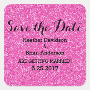 Pink Glitter Save the Date Stickers