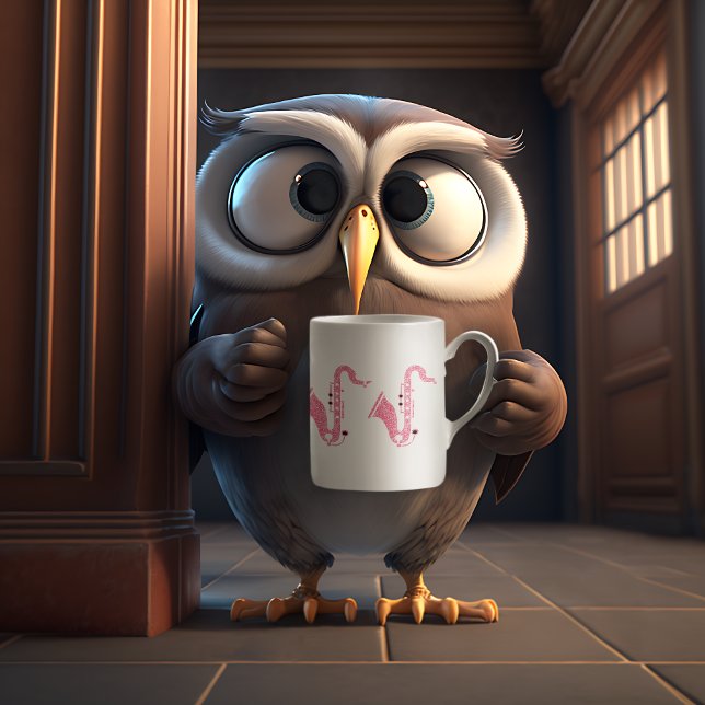 Pink Glitter Saxophone Illustration Coffee Mug (Creator Uploaded)