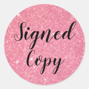 Pink Glitter Signed Copy Author Writer Classic Round Sticker