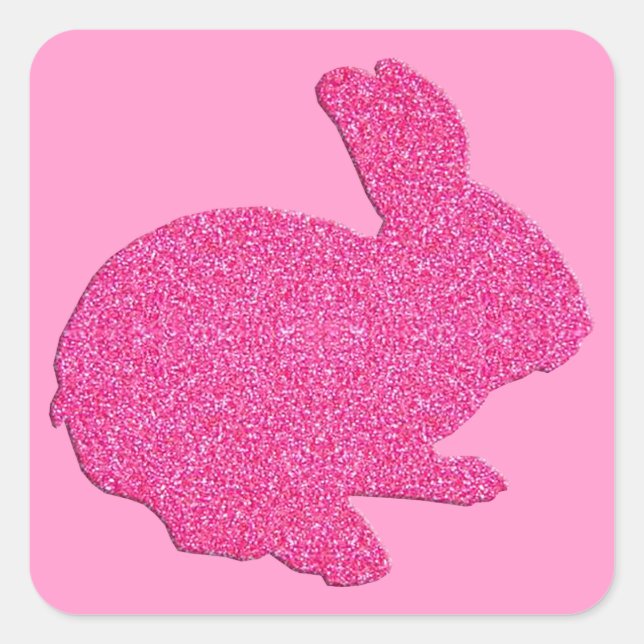 Pink Glitter Silhouette Easter Bunny Stickers (Front)