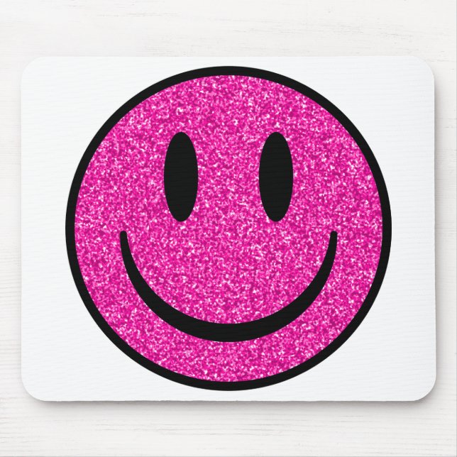 Pink Glitter Smile Face Mouse Pad (Front)
