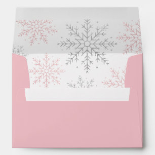 Pink Glitter Snowflake Girl Baby Shower Envelope