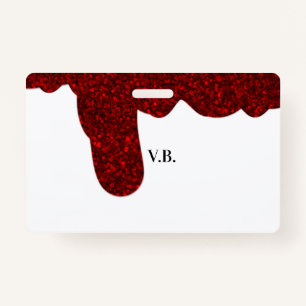 Pink glitter sparkle art design add name text  ID badge