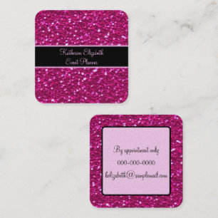 Pink Glitter Sparkles Girly Glam  Square Business Card