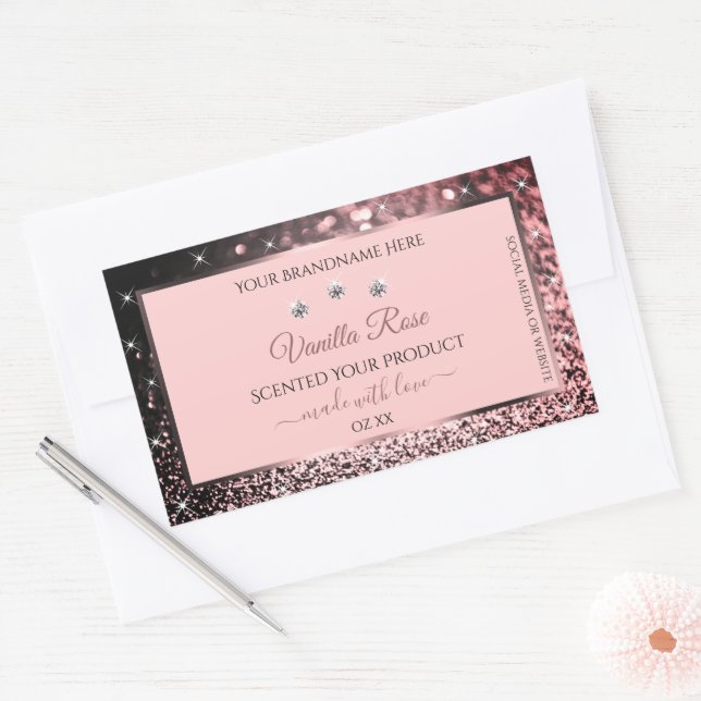 Pink Glitter Stars Product Packaging Labels Jewels (Envelope)