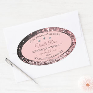 Pink Glitter Stars Product Packaging Labels Jewels