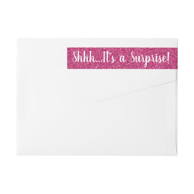 PINK Glitter SURPRISE Wrap Return Address Labels (Back)