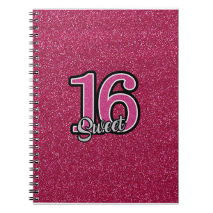 Pink Glitter SWEET16 Spiral Notebook