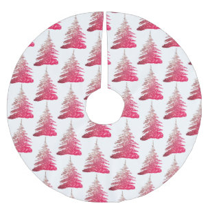 Pink Glitter Trees Christmas Tree Skirt