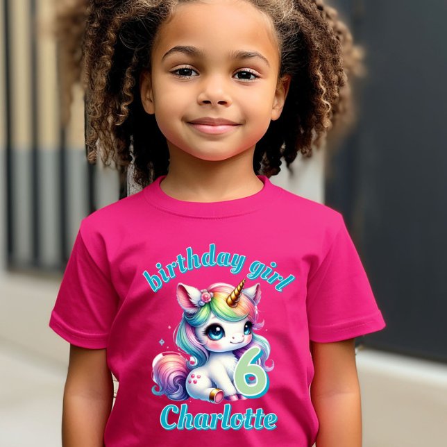 Pink Glitter unicorn magical star Girls birthday T-Shirt (Creator Uploaded)