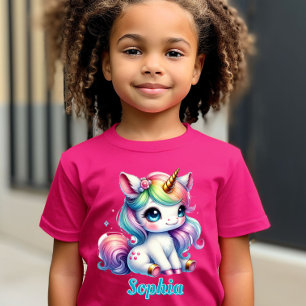 Pink Glitter unicorn magical star Girls birthday T-Shirt