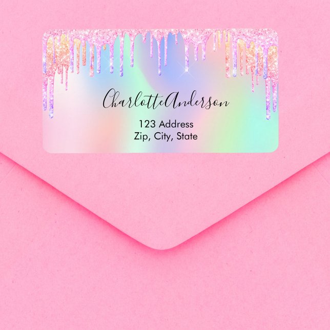 Pink glitter unicorn rainbow glittery label (Creator Uploaded)