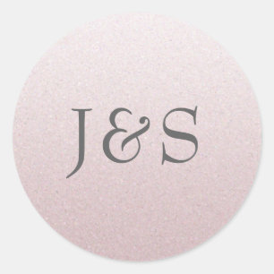Pink glitter wedding personalised initial stickers