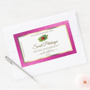 Pink Glitter White Product Labels Fine Gold Frame
