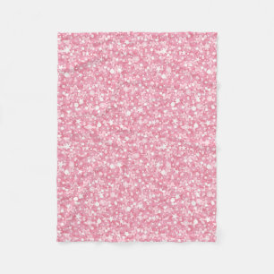 Pink Glitter White Stars And Dots Fleece Blanket