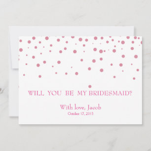 Pink Glitter Will You Be My Bridesmaid Invitation