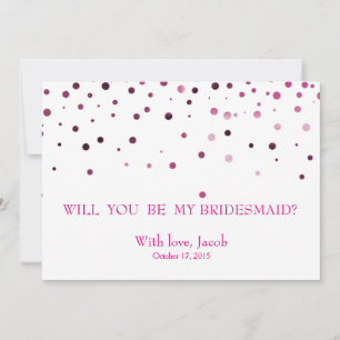 Pink Glitter Will You Be My Bridesmaid Invitation