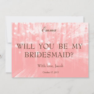 Pink Glitter Will You Be My Bridesmaid Invitation