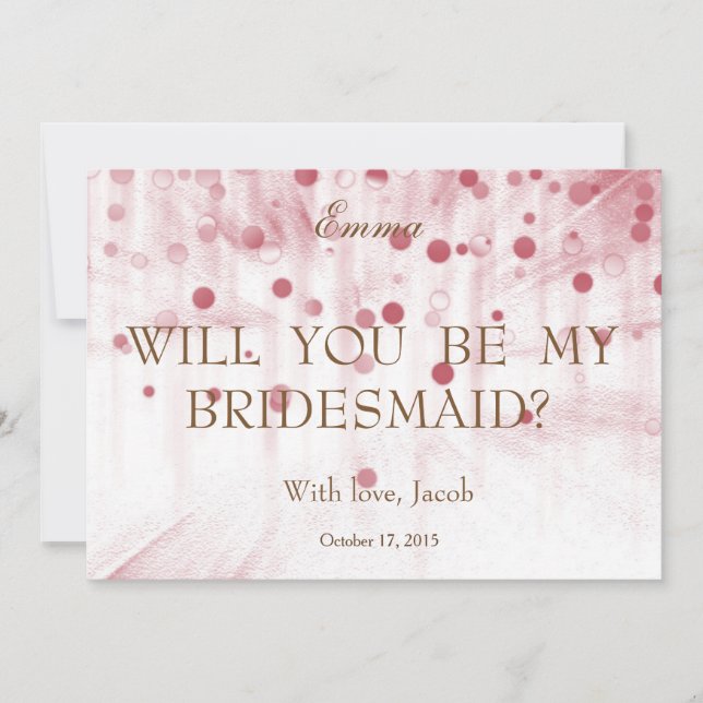 Pink Glitter Will You Be My Bridesmaid Invitation (Front)