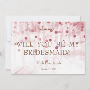 Pink Glitter Will You Be My Bridesmaid Invitation