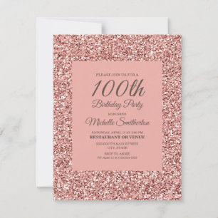 Pink Glitter Women's 100th Birthday Card