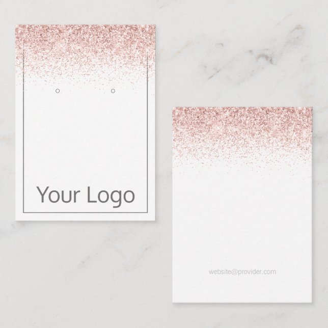Pink Glitter Your Logo Earring Display Card (Front/Back)