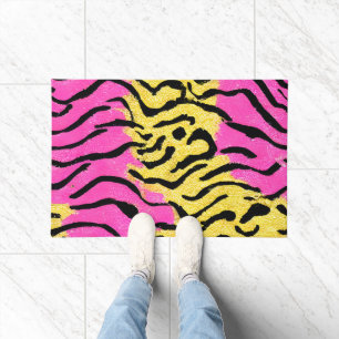 Pink Glitter Zebra Pattern Doormat