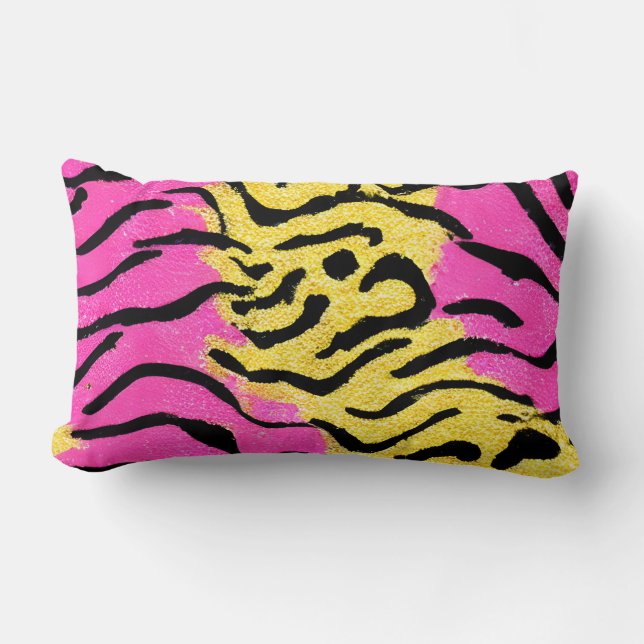 Pink Glitter Zebra Pattern Lumbar Cushion (Front)