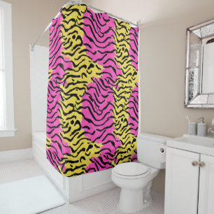 Pink Glitter Zebra Pattern Shower Curtain