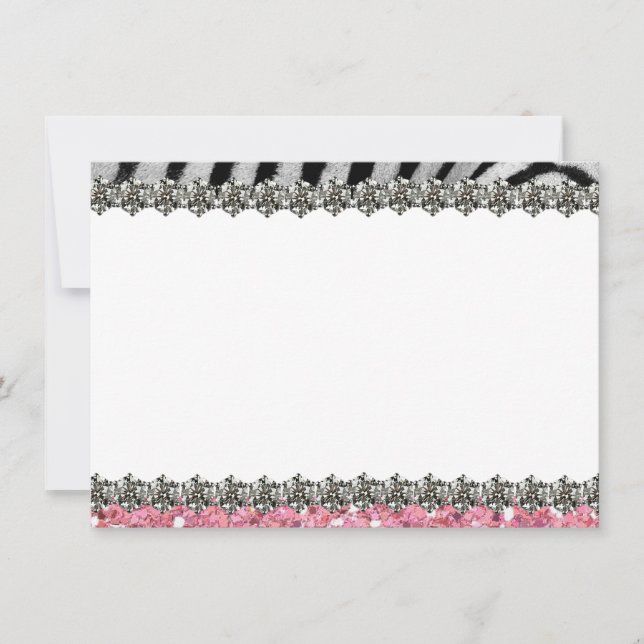 Pink Glitter Zebra Personalised Thank You Card (Front)