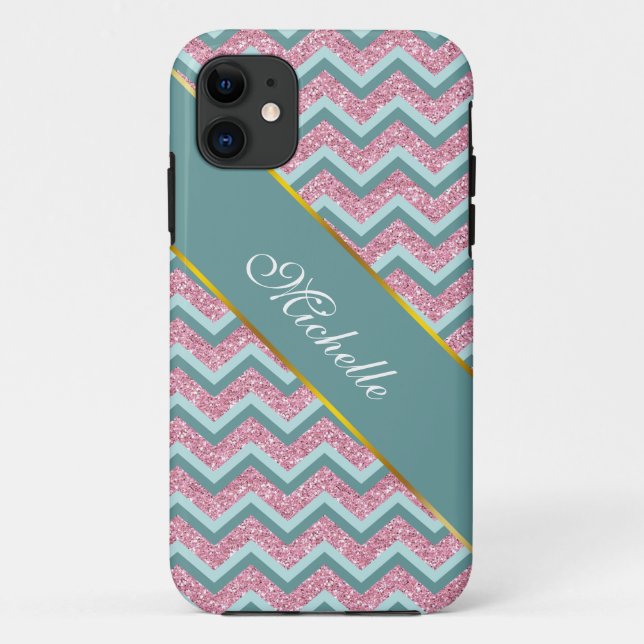 Pink Glitter ZigZag Pattern Case-Mate iPhone Case (Back)