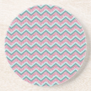 Pink Glitter ZigZag Pattern Coaster