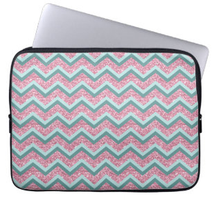 Pink Glitter ZigZag Pattern Laptop Sleeve