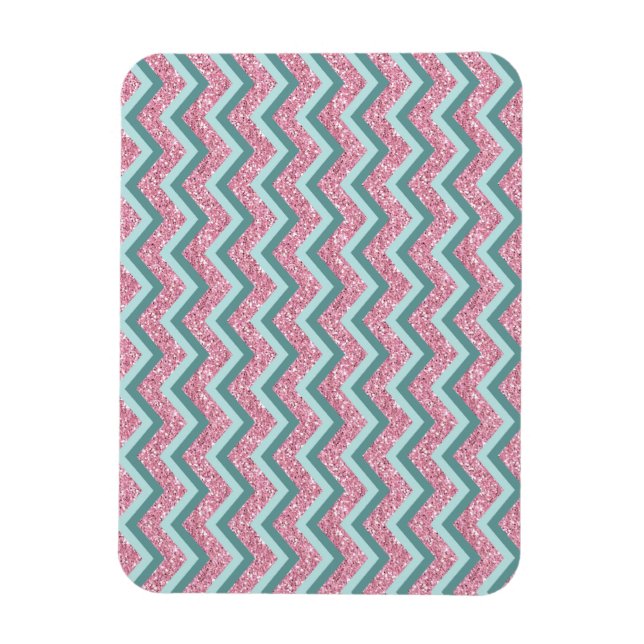 Pink Glitter ZigZag Pattern Magnet (Vertical)