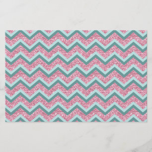 Pink Glitter ZigZag Pattern Stationery