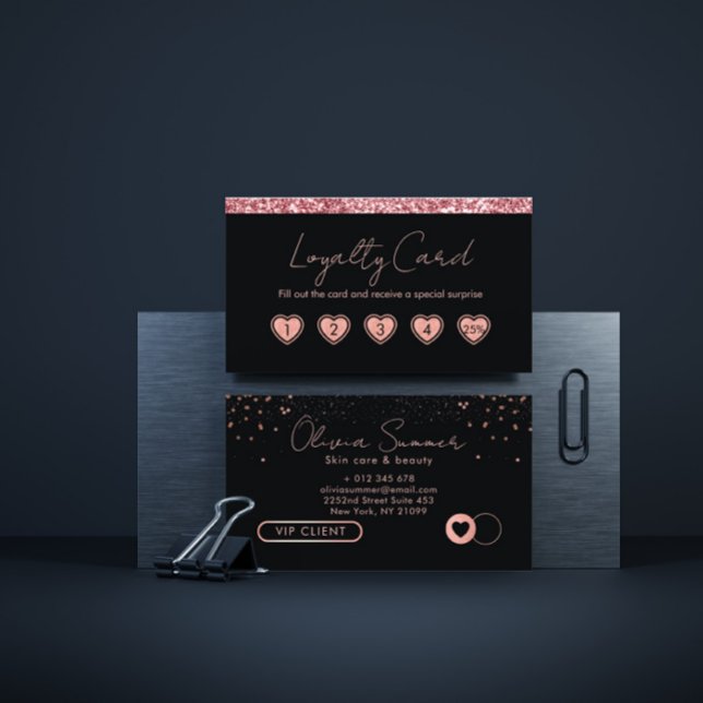 Pink Glittering Hearts Loyalty Card  (Creator Uploaded)