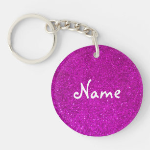 Pink glittler keychain with faux glimmers and name