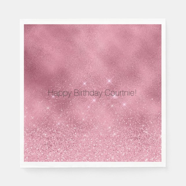 Pink Glitz Birthday Napkin (Front)