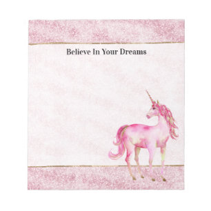 Pink Glitz Glitter Unicorn Notepad